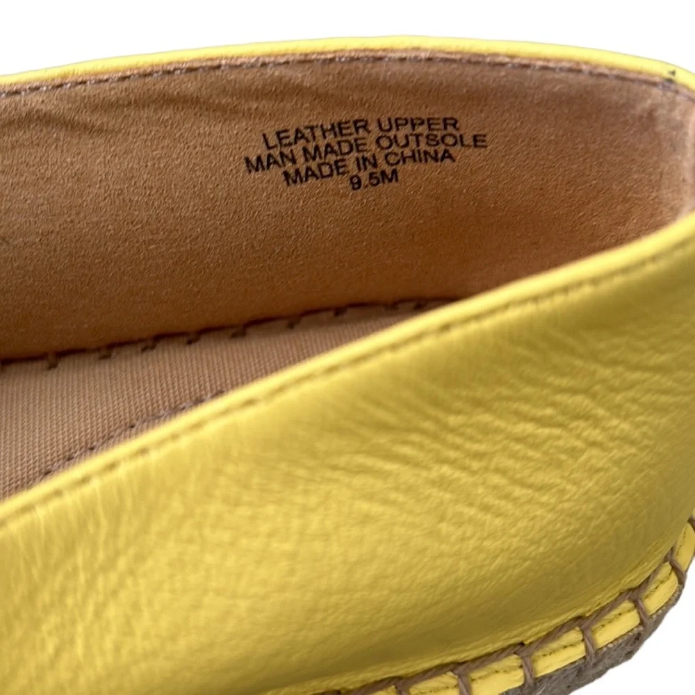 NEW Talbots Izzy Cinched Nappa Yellow Leather Espadrilles in Lemon Chiffon - 9.5